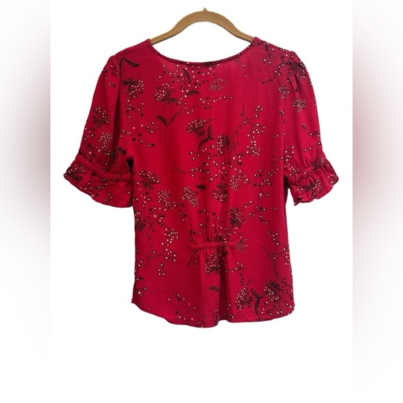 Madewell “Daylight” Top in “Windswept Floral” Red short sleeve ruffle blouse ❤️ - Picture 6 of 11